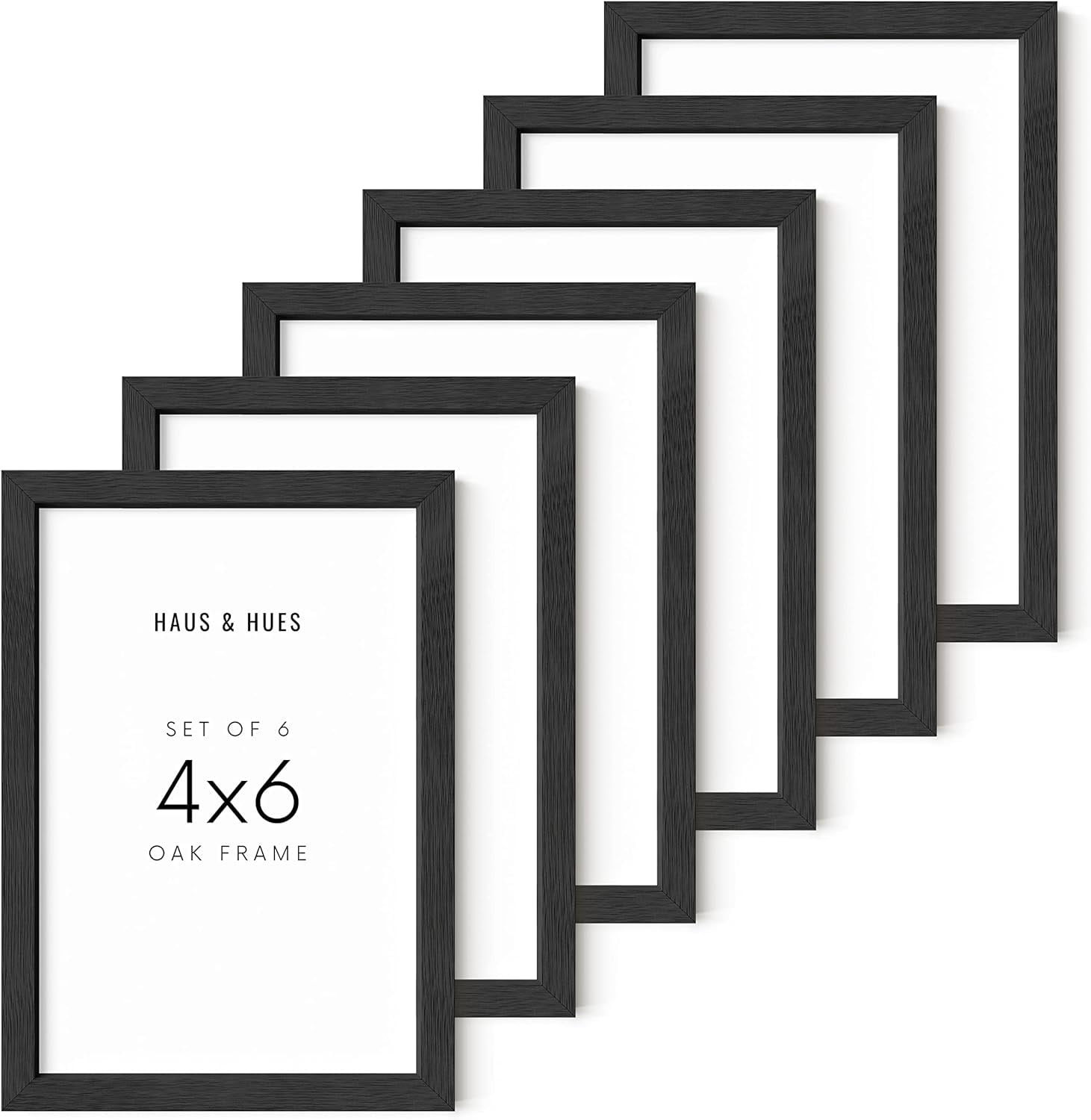HAUS AND HUES Solid Oak Black 4x6 Picture Frame for Wall or Tabletop