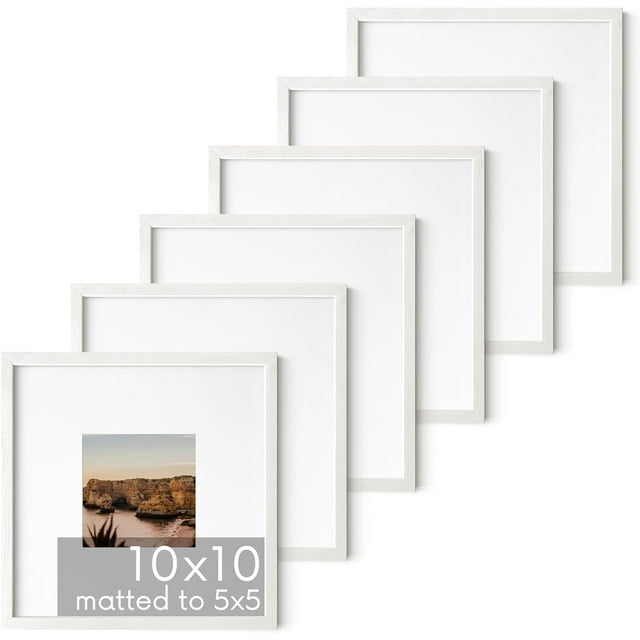 HAUS AND HUES Solid Oak Wood 10”x10” Picture Frames Matted to 5”x5” Set