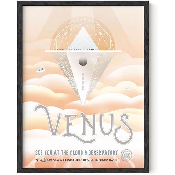 HAUS AND HUES Space Wall Art - Vintage Space Posters, NASA JPL Poster, Vintage NASA Posters for Walls, Exploration Wall Art, Visions of the Future Poster, Exploration Poster (12x16 Black Framed)