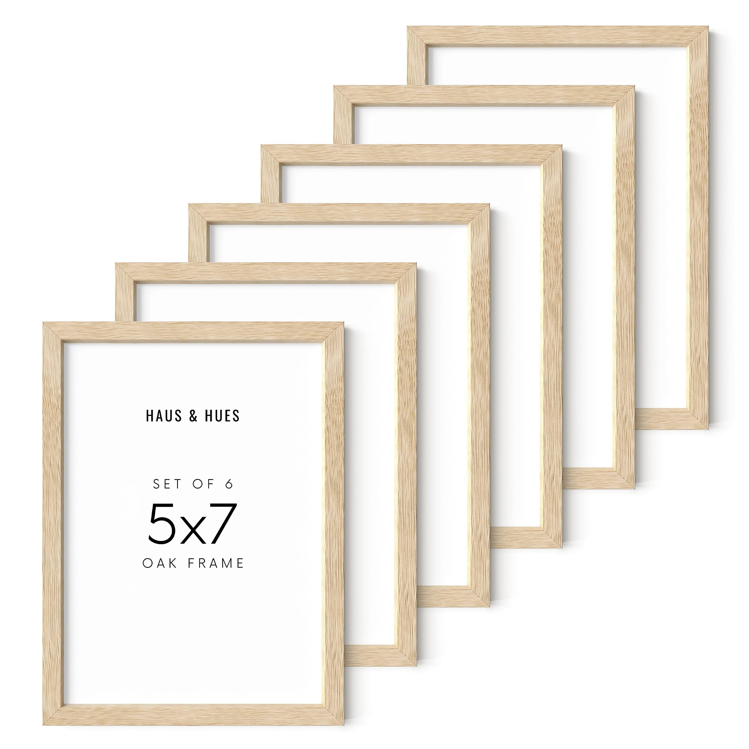 Beige Oak 5x7 Natural Wood Wall Mount Picture Frame Set