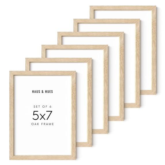 HAUS AND HUES Standalone Beige Oak Frame Set of 6-5x7