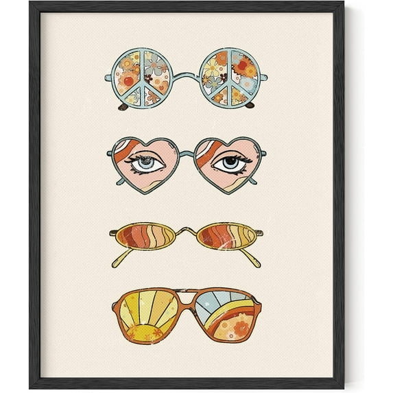 HAUS AND HUES Sunglasses Art Posters for Teen Girls Room Retro - Indie Posters Aesthetic Trippy Wall Art | Retro Posters for Room Aesthetic Trippy Cool Posters Hippie Sunglasses (Unframed 16x20)