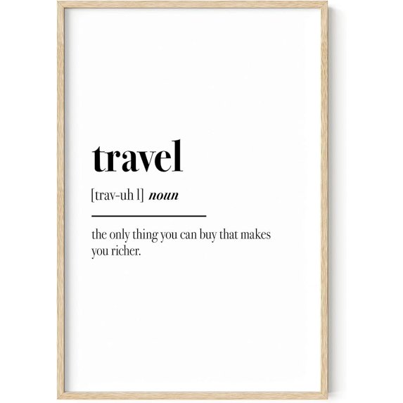 HAUS AND HUES Travel Wall Decor Travel Posters Wanderlust Wall Decor Travel Quotes Wall Art Typography Decor Adventure Wall Decor Travel Wall Art White Wall Quotes | Travel (Beige Framed, 24x36)