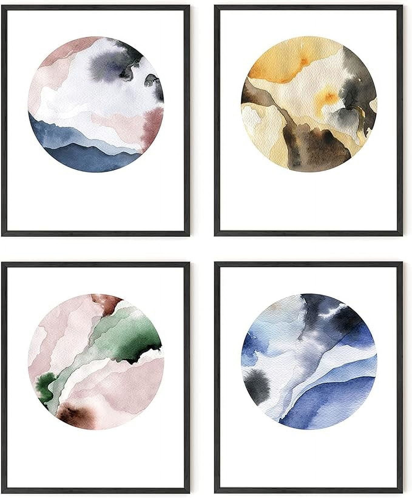 Abstract Watercolor Circle Prints for Kids Nursery, 8" x 10"