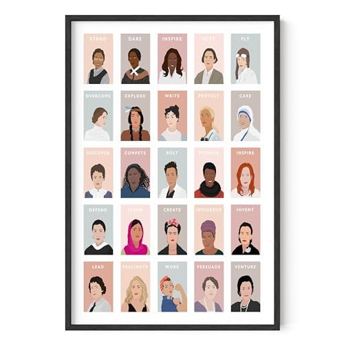 HAUS AND HUES Women's History Collage - 24"x36" - Framed Black