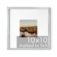 thumbnail image 1 of HAUS AND HUES 10x10 Silver Metal Picture Frame Matted to 5x5 - Features Premium Aluminum & Hanging Hardware, Shatterproof Plexiglass - Ideal for Home, Room, Office (10x10 in, Silver, Set of 1), 1 of 6
