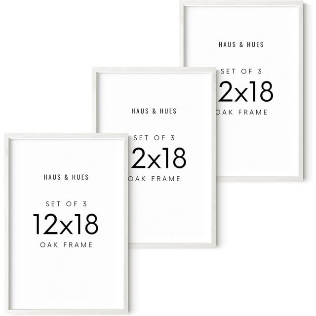 HAUS AND HUES 12x18 Picture Frames For Wall - Set Of 3 Poster Frames 12x18, Picture Frames 12x18, Poster Frame Set Of 3, 12x18 Frames, Frames 12 X 18, Photo Frames 12x18 (White Frame)