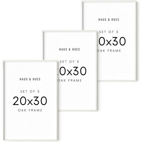 HAUS AND HUES 20x30 Picture Frames - Set of 3 Poster Frames 20x30, 20x30 Inch Frames, Poster Frames 20 X 30 Inches, Picture Frames 20x30, 20x30 Frames, 20 X 30 Frames (White Framed)
