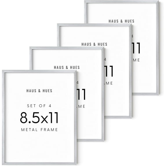 HAUS AND HUES 5x7 Silver Metal Picture Frames - Photo Frames 5X7 - Features Premium Aluminum, Vertical Hanging, Easel Back for Tabletop, Home, Office (5x7 in, Silver, Set of 4)