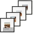 thumbnail image 1 of HAUS AND HUES 8x8 Black Metal Picture Frames Matted to 4x4 - Features Premium Aluminum & Hanging Hardware, Shatterproof Plexiglass - Ideal for Home, Room, Office (8x8 in, Black, Set of 4), 1 of 6