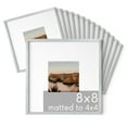thumbnail image 1 of HAUS AND HUES 8x8 Silver Metal Picture Frame Matted to 4x4 - Features Premium Aluminum & Hanging Hardware, Shatterproof Plexiglass - Ideal for Home, Room, Office (8x8 in, Silver, Set of 15), 1 of 6