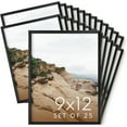 thumbnail image 1 of HAUS AND HUES 9x12 Black Metal Picture Frames - Features Premium Aluminum, Vertical & Horizontal Hang, Shatterproof Plexiglass - Ideal for Home, Room, Office (9x12 in, Black, Set of 25), 1 of 6