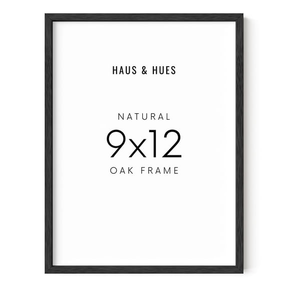 HAUS AND HUES 9x12 Picture Frame - 9x12 Frame Black Picture Frames, Black Poster Frame 9x12, Wood Frames 9 X 12 Picture Frame, 12x9 Picture Frame Black Frames, Wood Picture Frames (Black Oak Frame)