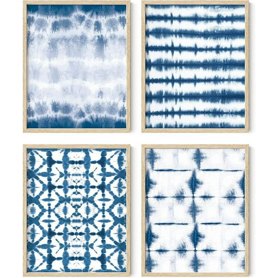 HAUS AND HUES Abstract Blue Art - Set of 4 Blue Art Print, Pictures with Blue in Them, Navy Blue Abstract Art, Navy Art, Blue Painting, Blue Pictures, Wall Pictures Blue (Unframed, 8x10)