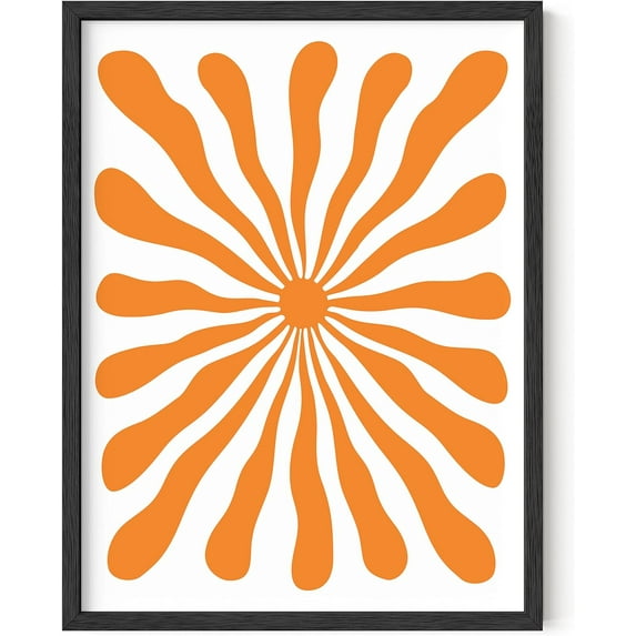 HAUS AND HUES Abstract Orange Wall Art - Sun Wall Decor Colorful Wall Art, Orange Wall Decor Sun Wall Art Bright Abstract Wall Art, Orange Pictures for Wall Sunset Wall Art (12x16, Framed Black)