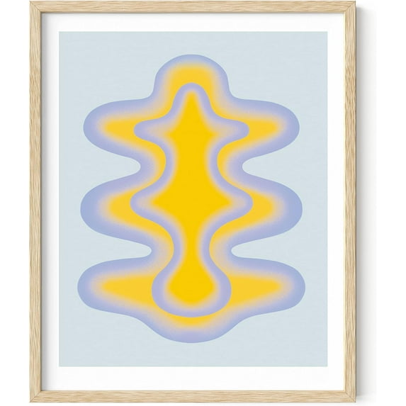 HAUS AND HUES Abstract Wall Art with Frame - Colorful Modern Art Wall Decor, Blue Yellow Wall Art, Minimalist Wall Art, Vintage Art Framed Wall Art for Bedroom, Abstract Art (Beige Framed, 16x20)