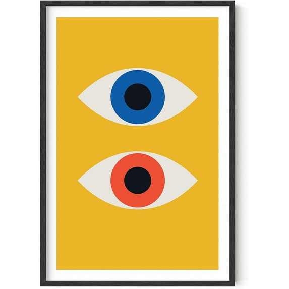 HAUS AND HUES Abstract Wall Art Prints - Retro Art Prints and Posters, Contemporary Wall Art, Bauhaus Poster, Evil Eye Poster Wall Decor, Geometric Wall Art, Evil Eye Wall Decor (Unframed, 24x36)