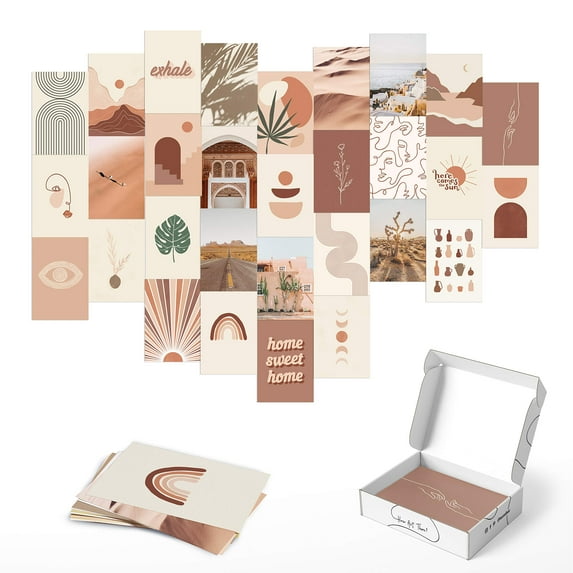 HAUS AND HUES Aesthetic Photo Collage Kit for Wall Aesthetic - Aesthetic Pictures for Wall Collage | Aesthetic Pictures for Wall Collage Kit Aesthetic Pictures for Wall | 4" x 6" (Boho Set of 30)