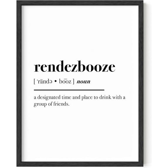 HAUS AND HUES Alcohol Poster Bar Wall Art Alcohol Art Wall Decor Bar Cart Accessories Bar Pictures Wall Decor Funny Mixology Poster Bar Cart Signs Funny Poster | Rendezbooze (Black Framed, 12x16)