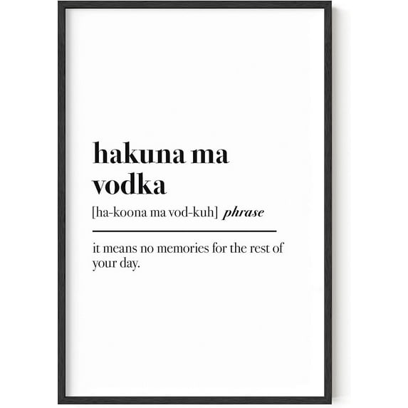 HAUS AND HUES Alcohol Poster Funny Wall Decor for Bar - Drink Wall Art for Bar Designs, Funny Home Decor Vodka Art, Alcohol Home Decor, Bar Decorations for Home Hakuna Ma Vodka (Unframed, 24x36)