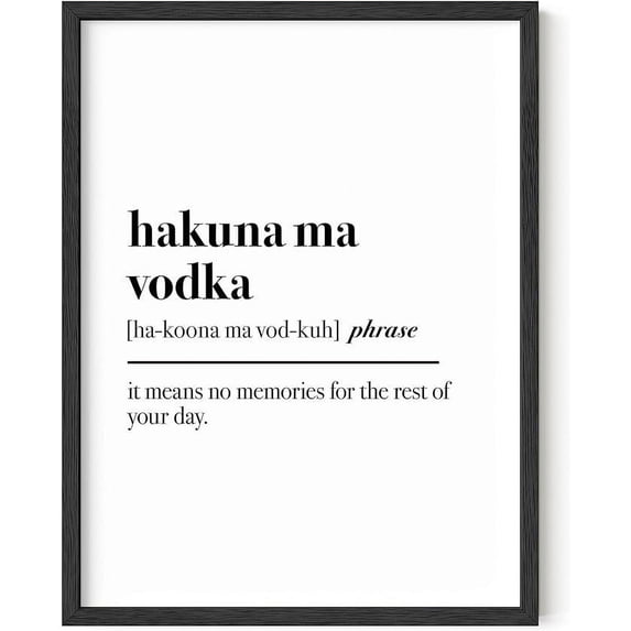 HAUS AND HUES Alcohol Poster Funny Wall Decor for Bar - Drink Wall Art for Bar Designs, Funny Home Decor Vodka Art, Alcohol Home Decor Bar Wall Art UNFRAMED 12" x 16" (Hakuna Ma Vodka)