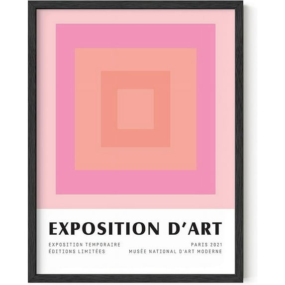 HAUS AND HUES Art Exhibition Poster, Danish Pastel Posters, Danish Posters, Pink Posters for Room Aesthetic, Pink Wall Art Pink Art, Geometric Art Prints, Danish Pastel Wall Decor (Unframed, 12x16)