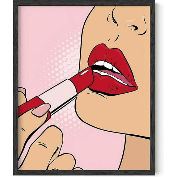 HAUS AND HUES Baddie Room Decor Lips Wall Art | Pop Art Wall Decor, Wall Art Pop Art Lips, Wall Decor Pop Art Lipstick, Pop Art Poster, Boss Lady Wall Art | UNFRAMED 16”x 20”