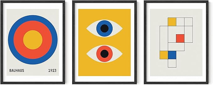 HAUS AND HUES Bauhaus Poster Art - Set of 3 Modern Abstract Wall Art ...