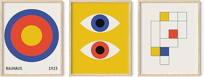 HAUS AND HUES Bauhaus Poster Art - Set of 3 Modern Abstract Wall Art ...
