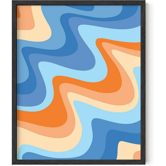 HAUS AND HUES Beach Pictures Wall Art - Abstract Art Wall Decor, Colorful Abstract Wall Art, Abstract Wall Art Orange, Artwork Ocean Poster, Beach Wall Decor, Tropical Wall Art (16x20, Framed Black)