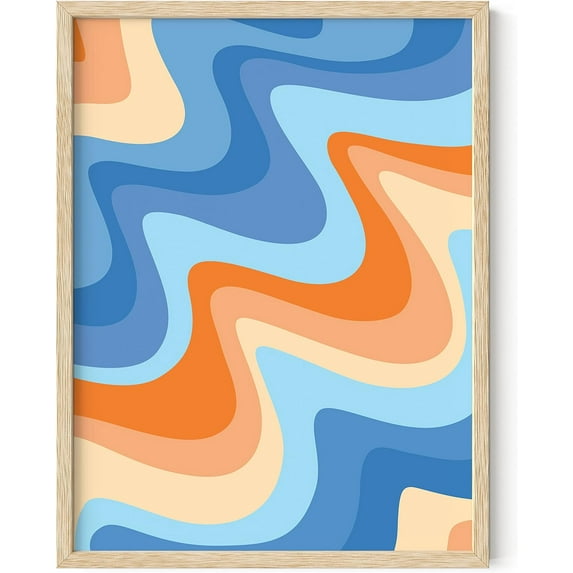 HAUS AND HUES Beach Pictures Wall Art - Abstract Art Wall Decor, Colorful Abstract Wall Art, Abstract Wall Art Orange, Artwork Ocean Poster, Beach Wall Decor, Tropical Wall Art (12x16, Framed Beige)