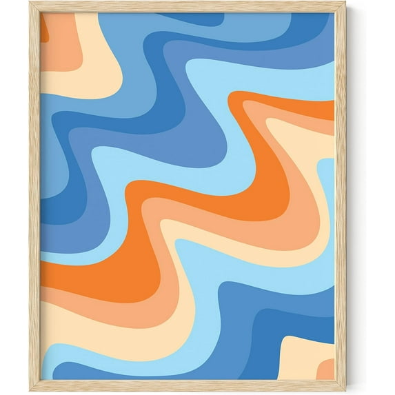 HAUS AND HUES Beach Pictures Wall Art - Abstract Art Wall Decor, Colorful Abstract Wall Art, Abstract Wall Art Orange, Artwork Ocean Poster, Beach Wall Decor, Tropical Wall Art (16x20, Framed Beige)