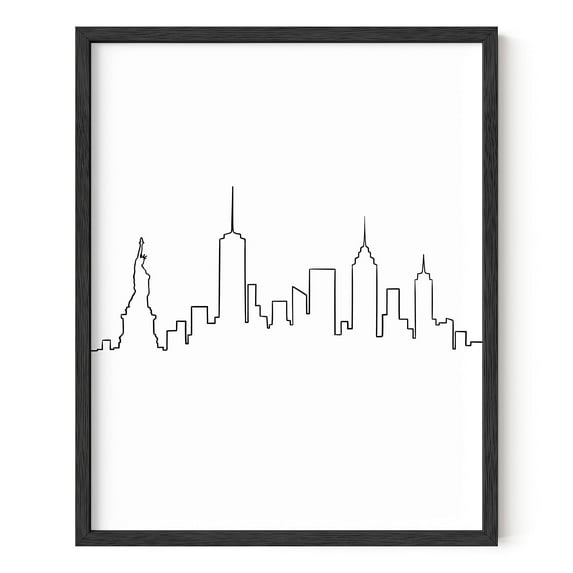 HAUS AND HUES Black and White NYC Wall Art Black and White Pictures for Wall Decor New York Skyline Wall Art NYC Wall Art Skyline Art | UNFRAMED 16x20 (NYC Line Art)