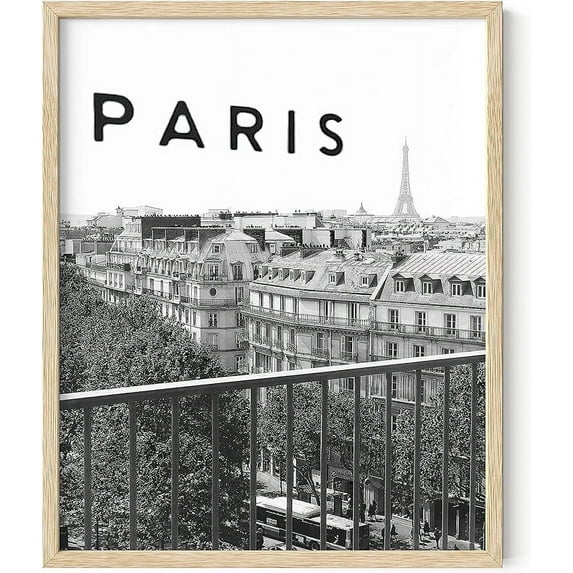 HAUS AND HUES Black and White Paris Wall Art Paris Poster Paris Decor for Bedroom Black and White Wall Art of Paris Eiffel Tower Wall Art Black Paris Decor Art Prints Paris (16” x 20” Unframed)