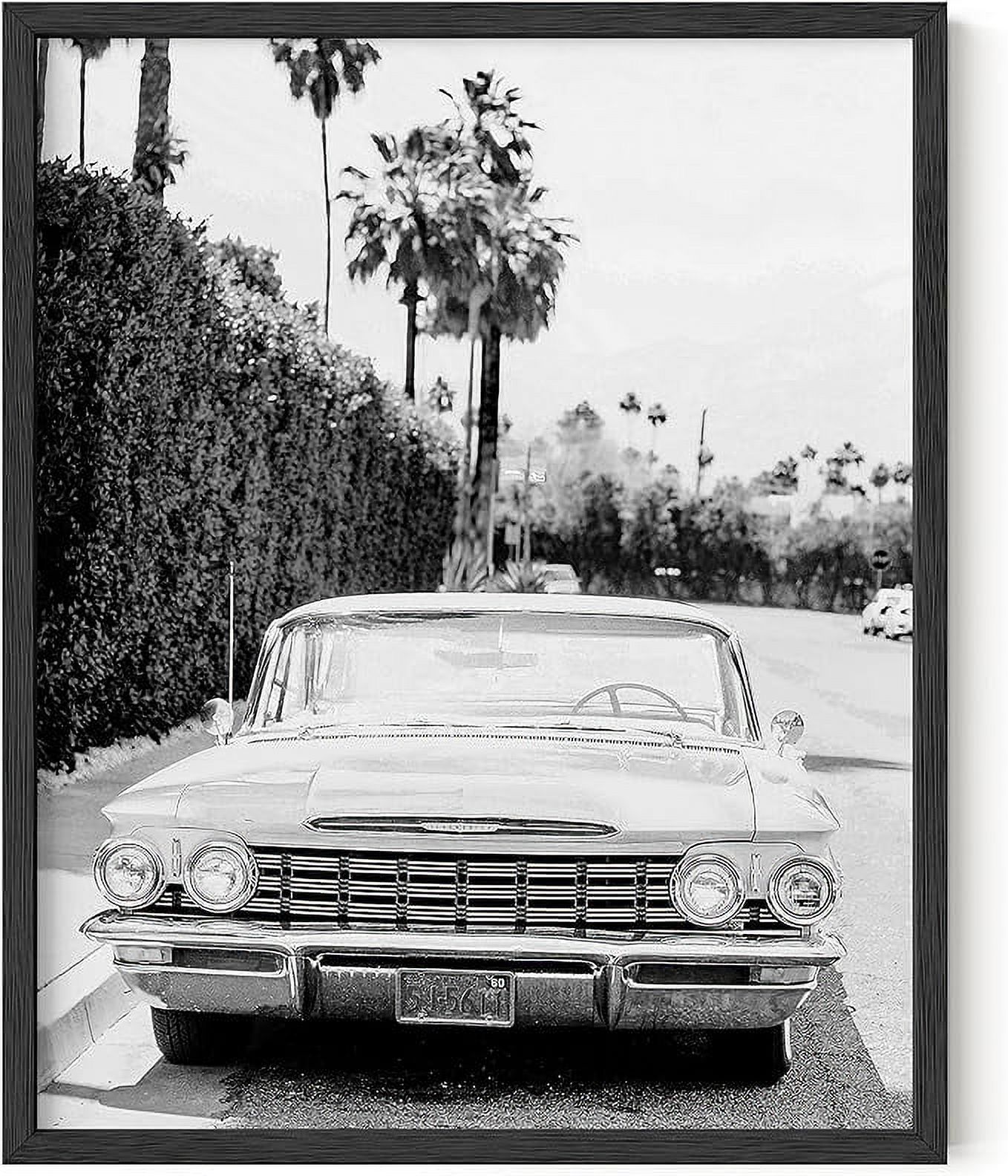 HAUS AND HUES Black And White Vintage Car Poster Black And White 