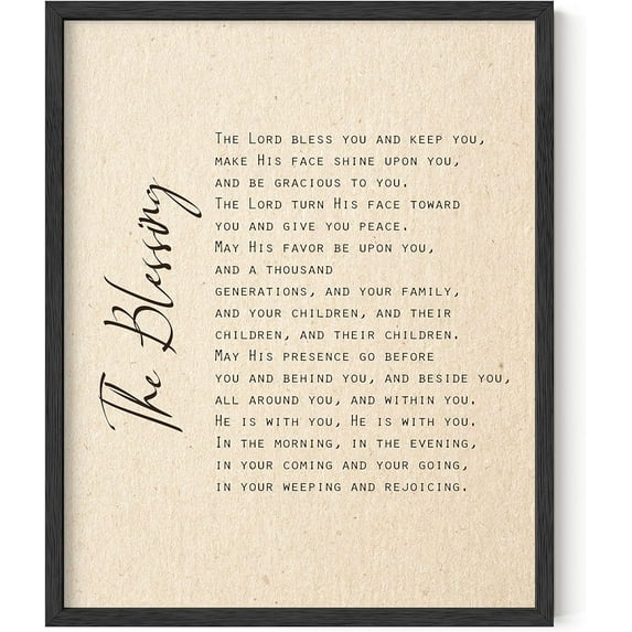 HAUS AND HUES The Blessing Framed Religious Wall Art - Prayer Room Decor, Christian Decor, Religious Wall Decor, Christian Wall Art, Christian Wall Decor, Christian Office Decor (Black Framed, 16x20)