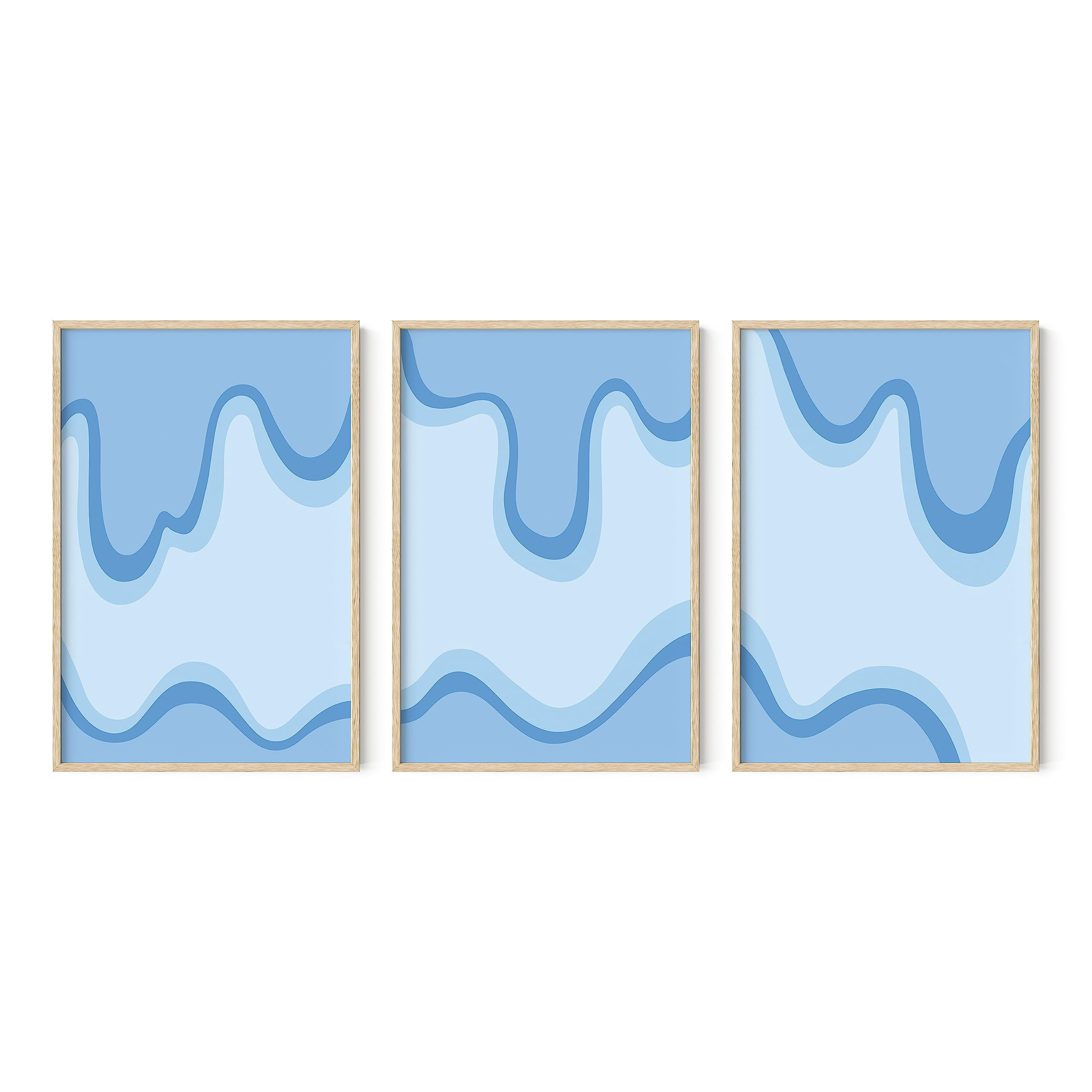 HAUS AND HUES Blue Abstract Wall Art - Set of 3 Color Drip Watercolor ...
