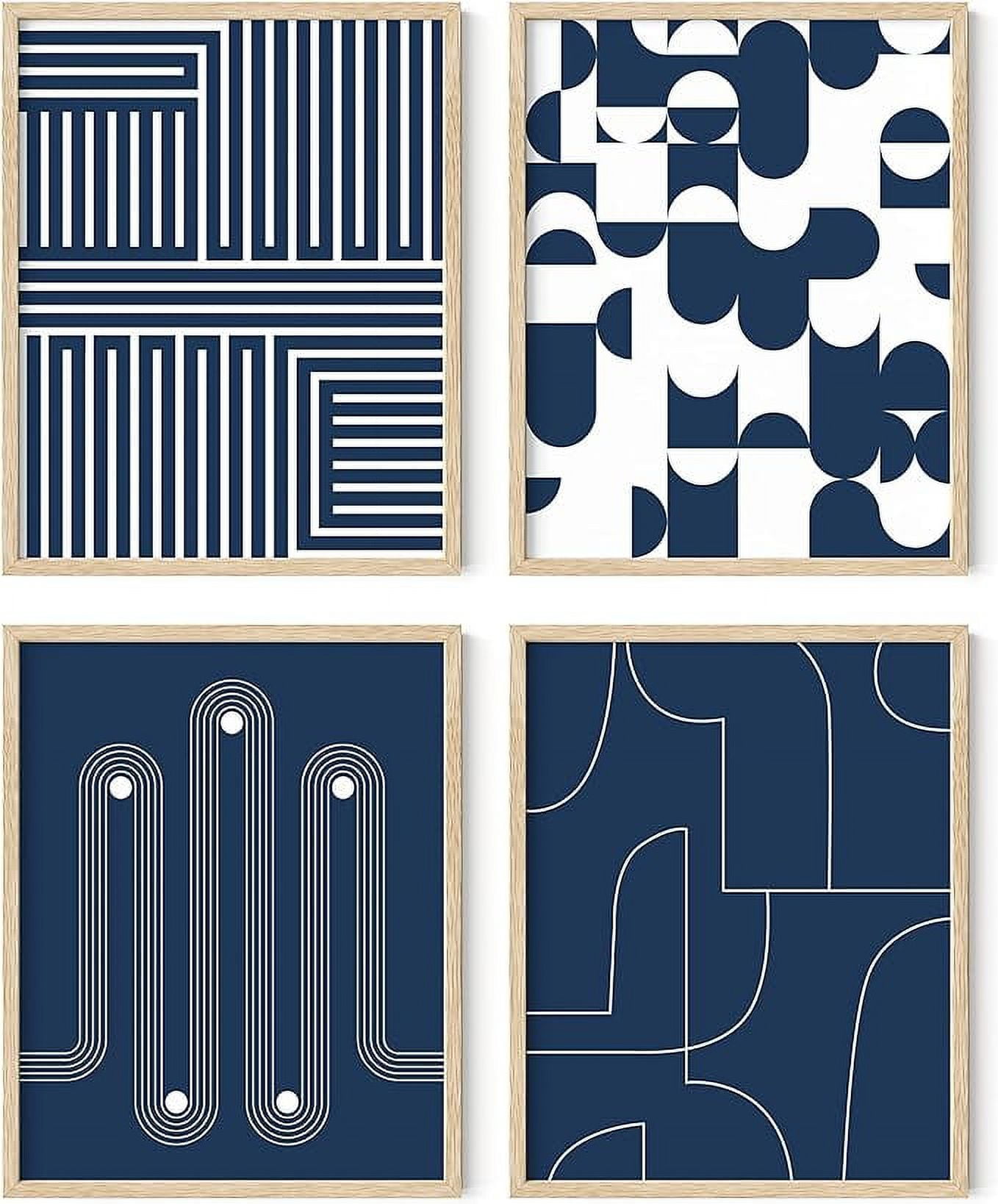 HAUS AND HUES Blue Wall Art Set of 4 - Navy Blue Wall Art, Navy Wall ...