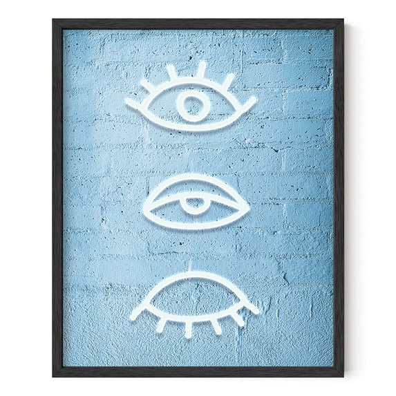 HAUS AND HUES Blue Wall Decor for Teen Girls - Evil Eye Wall Decor and Blue Posters for Dorms, Eye Art Decor Blue Aesthetic Room Decor Blue Print Wall Decor Bohemian (16" x 20" Unframed)
