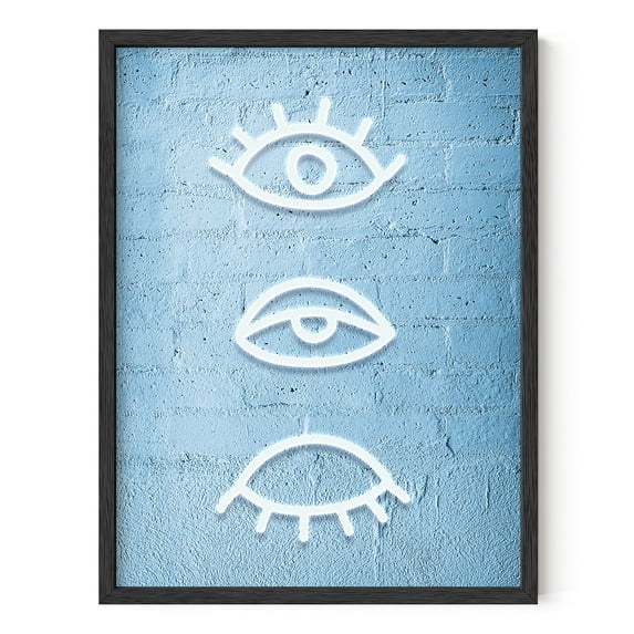 HAUS AND HUES Blue Wall Decor for Teen Girls - Evil Eye Wall Decor and Blue Posters for Dorms | Eye Art Decor Blue Aesthetic Room Decor Blue Print Wall Decor Bohemian UNFRAMED 12"x16"