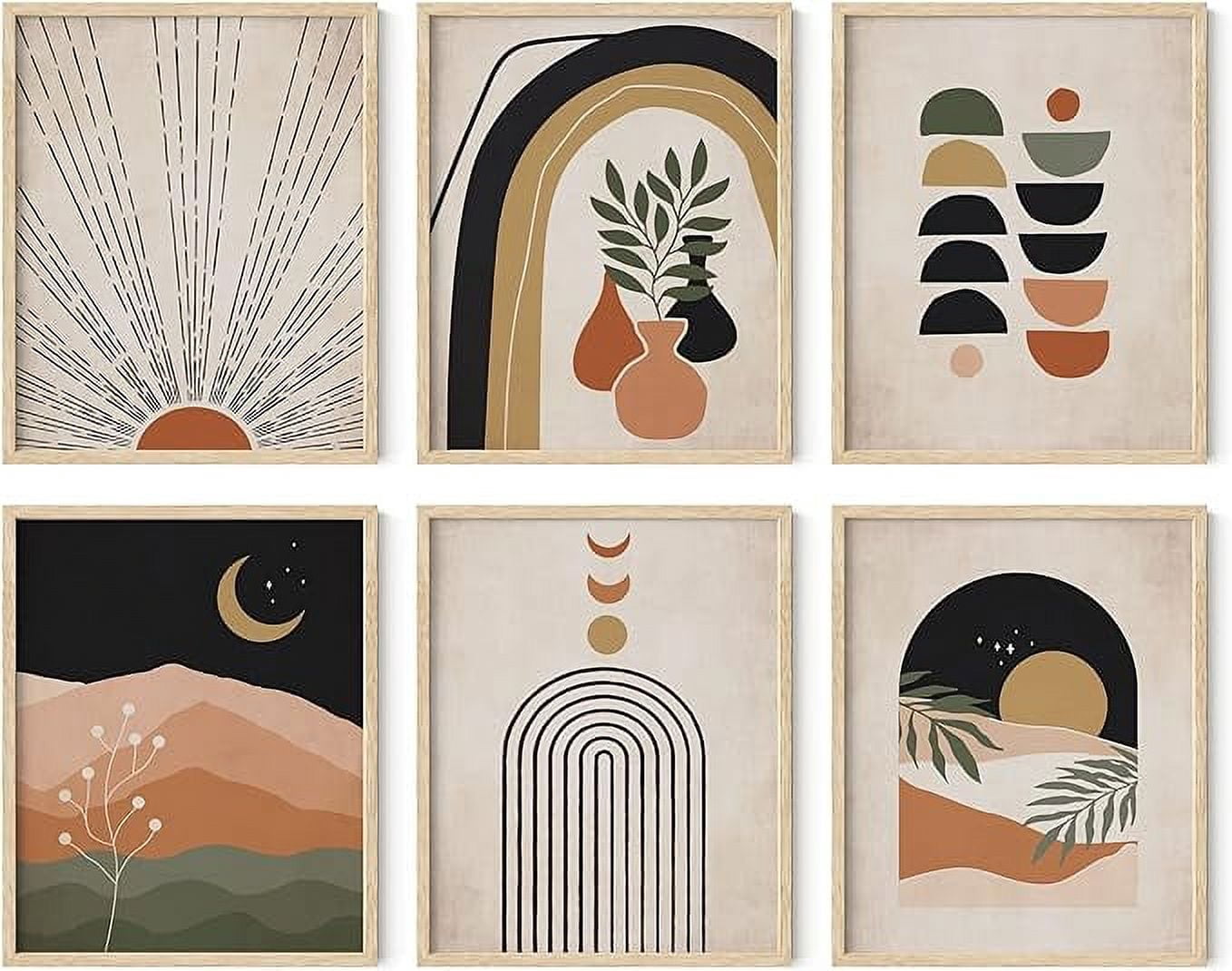 HAUS AND HUES Boho Framed Art - Set of 6 Mid Century Modern Wall Decor ...