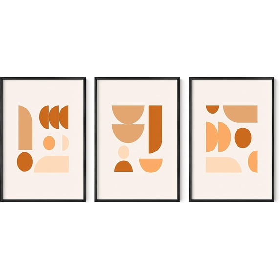 HAUS AND HUES Boho Framed Wall Art - Set of 3 Mid Century Modern Art ...