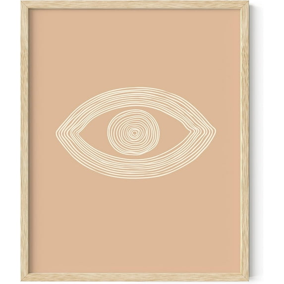 HAUS AND HUES Boho Posters Neutral Wall Art Prints - Boho Posters and Prints Abstract Art Wall Prints Boho Art Wall Decor Boho Prints Eye of Sauron Peach (16x20 Framed Beige)