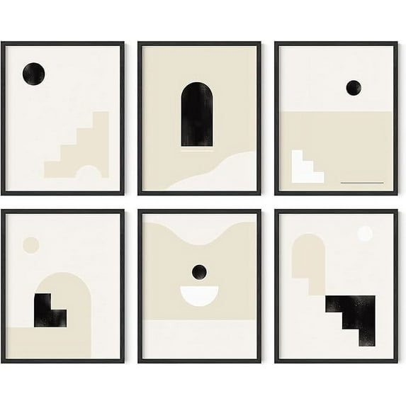 HAUS AND HUES Boho Prints Neutral Wall Art - Set of 6 Mid Century Modern Wall Art, Boho Prints, Wall Art Boho Posters and Prints, Wall Art Mid Century, Modern Bohemian Wall Art (11x14, Unframed)