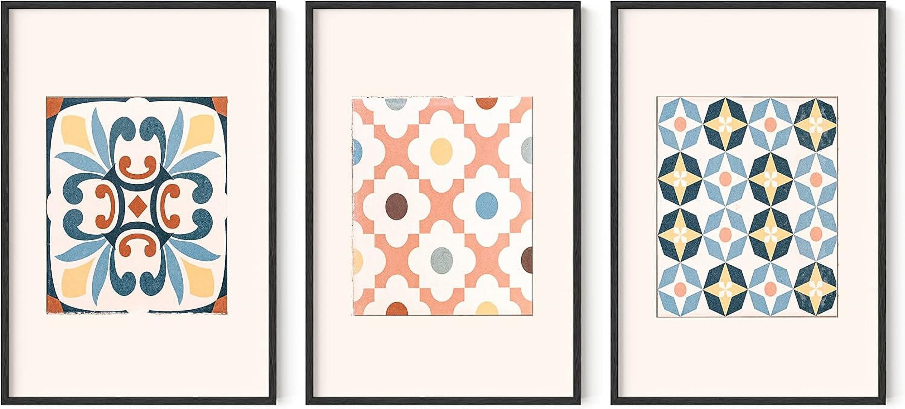 HAUS AND HUES Boho Wall Art Framed - Set of 3 Mandala Wall Decor, Boho ...