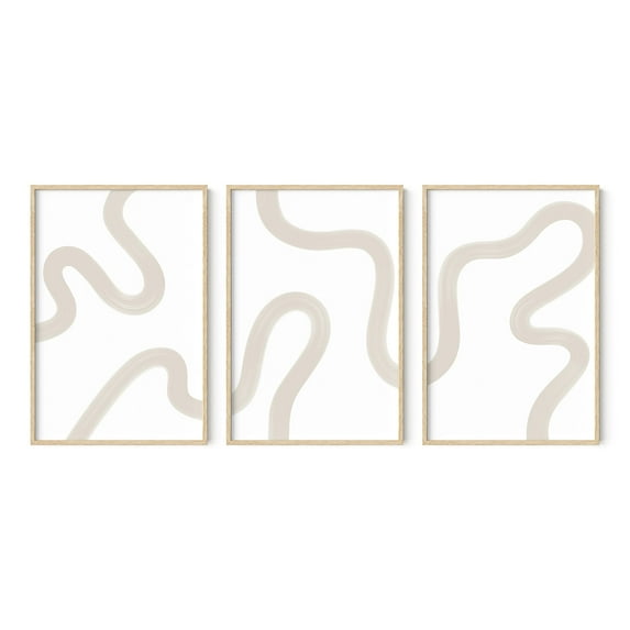 HAUS AND HUES Boho Wall Art- Set of 3 Boho Posters Abstract Wall Art, Modern Wall Decor for Bedroom Aesthetic, Minimalist Wall Art Neutral Wall Decor, Beige Wall Art Aesthetic (Unframed 24x36)
