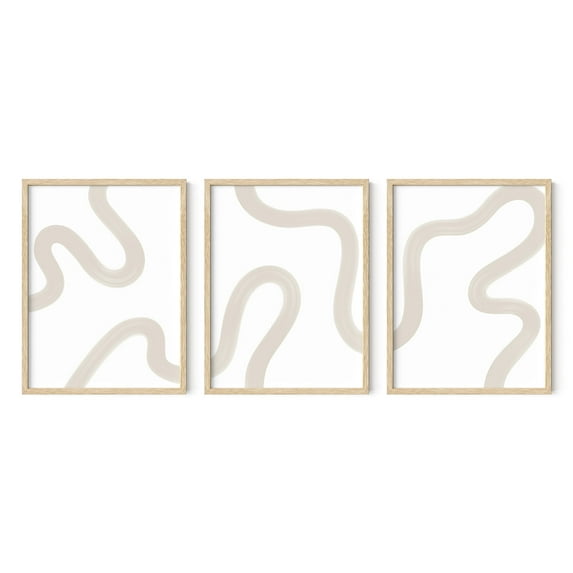 HAUS AND HUES Boho Wall Art- Set of 3 Boho Posters Abstract Wall Art, Modern Wall Decor for Bedroom Aesthetic, Minimalist Wall Art Neutral Wall Decor, Beige Wall Art Aesthetic (Unframed 12x16)