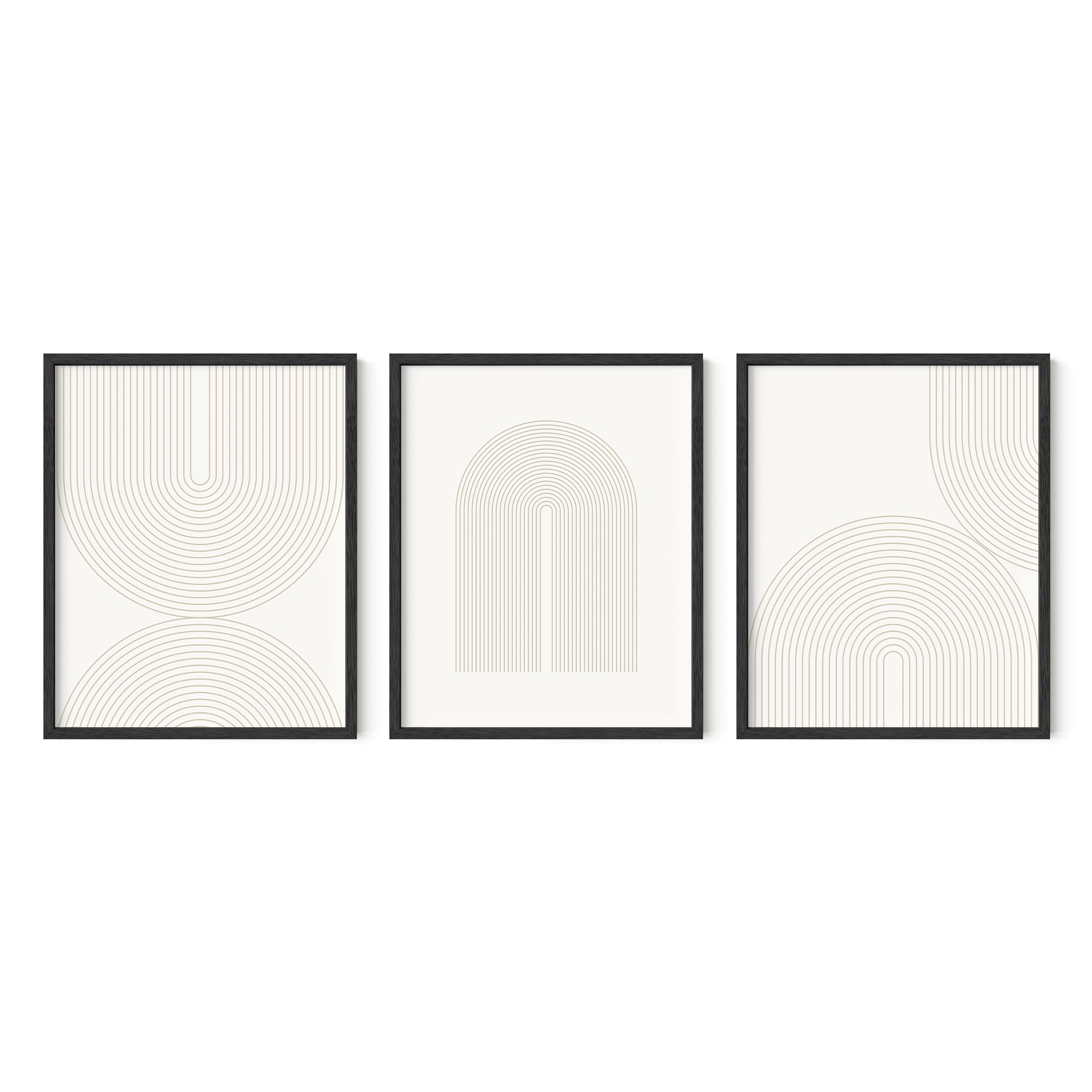 HAUS AND HUES Boho Wall Art - Set of 3 Framed Mid Century Modern Wall ...