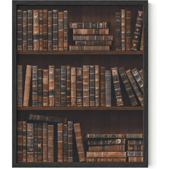 HAUS AND HUES Book Posters Dark Academia Aesthetic Room Decor - Book Wall Art Dark Academia Room Decor, Vintage Posters for Room Aesthetic, Black Room Decor Aesthetic Bookshelf (Unframed 16x20)