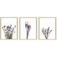 thumbnail image 1 of HAUS AND HUES Botanical Wall Art Framed - Set of 3 Calming Lavender Prints, Plant Posters, Framed Floral Prints, Minimalist Flower Pictures, Lavender Couch Set of 3 Art Print (12"x16" - Framed Beige), 1 of 6